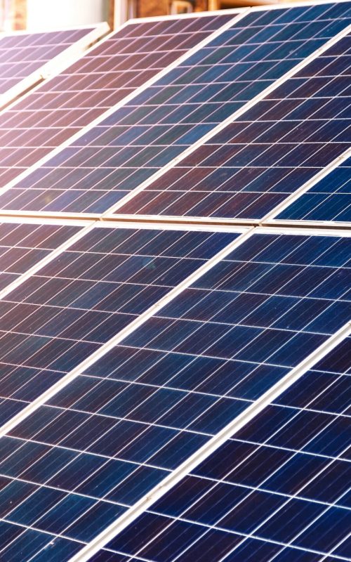 Energy efficient solar panels producing electricity mounted on the ground