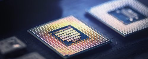 Smart microchip background on a motherboard closeup technology